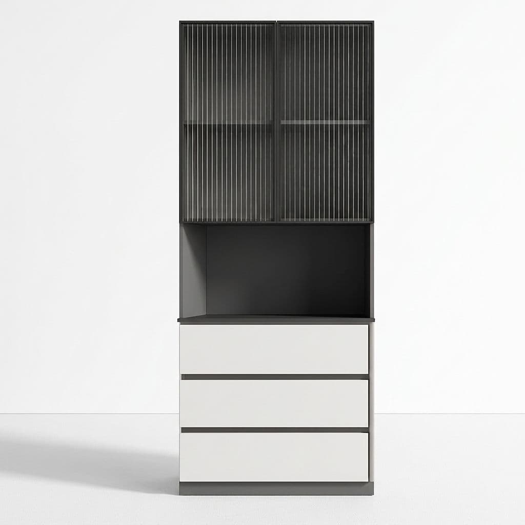 Trendy Sideboard with 3 Drawers, Cupboard, Wide/Standard/Narrow Sizes, 2/1 Shelves, Cabinets, and Glass-panel Door thumbnail 15