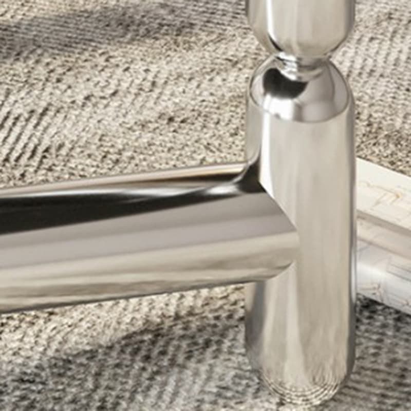 Sleek Silver Stainless Steel Coffee Table with Tempered Glass Top thumbnail 8