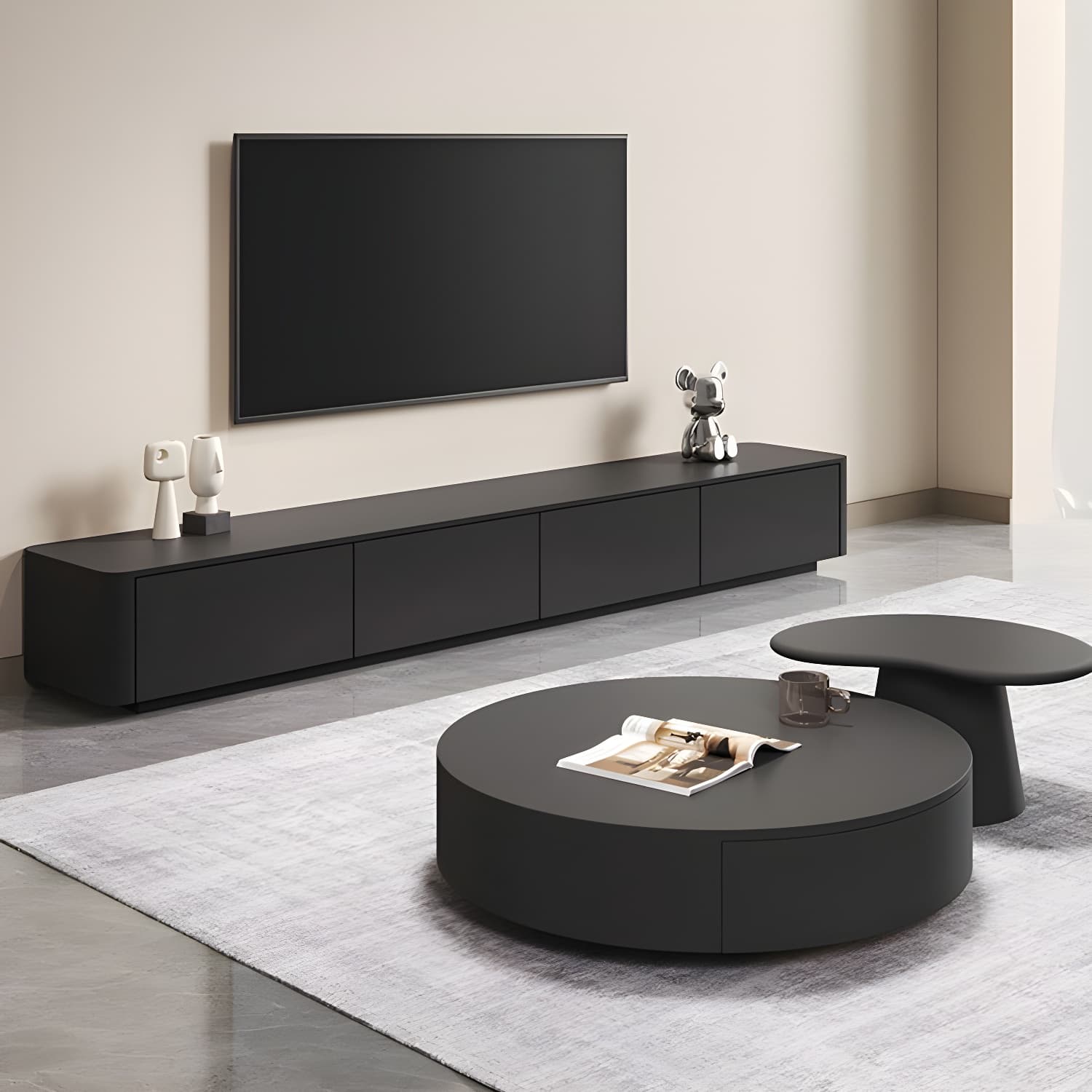 3 / 4 Drawers Modern TV Console 16" D Closed Storage Wooden TV Stand thumbnail 3