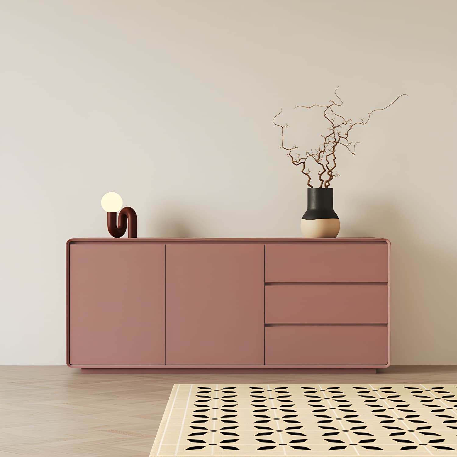 Wood Sideboard with 2 Doors and 3 Drawers, Overall Dimensions 40cmW x 80cmH thumbnail 13