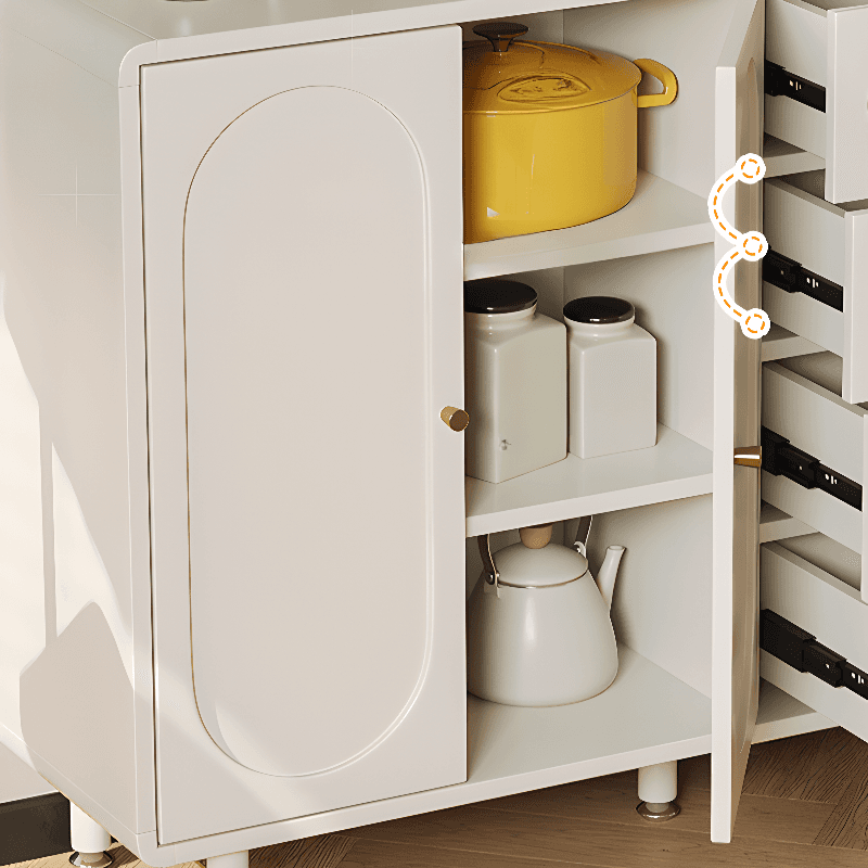 Chalk Modish Composite Wood Console Dresser with 5 Drawers and Hutch, 3 Interior Shelves, Horizontal thumbnail 5