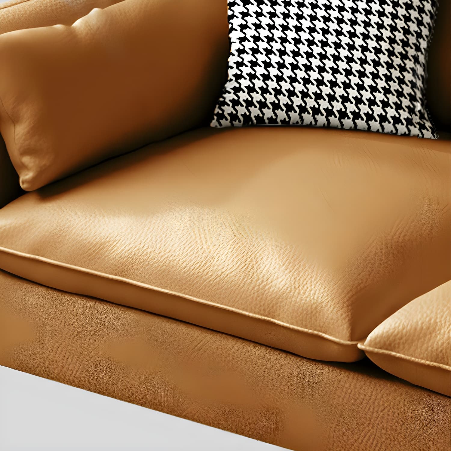 Modern Wood Frame Straight Sectional Sofa Set with Ottoman in Brown, 3 Piece Set thumbnail 21