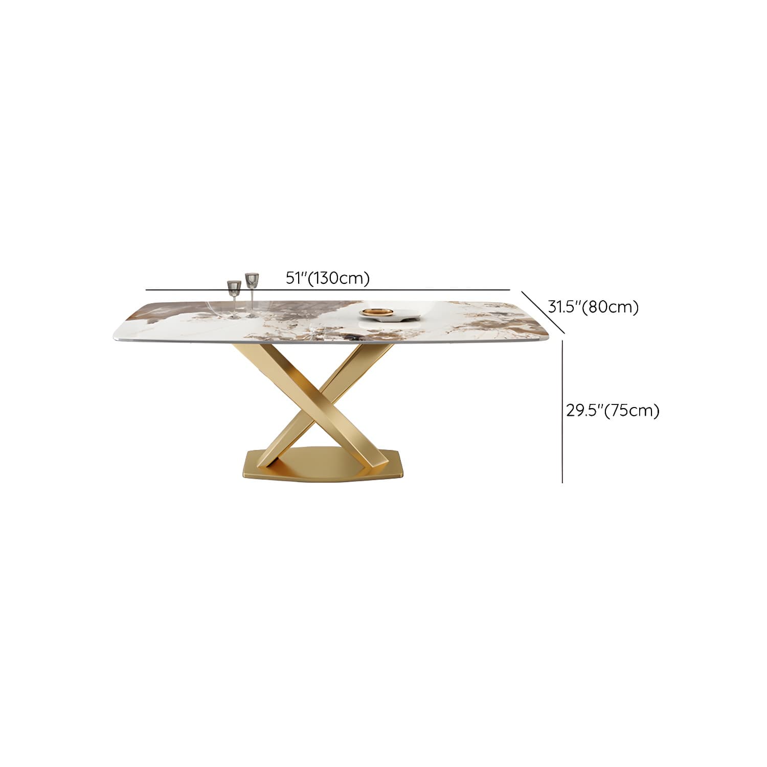 Glam Metal Dining Set in Beige with Gold Pedestal Base and Slate Tabletop - 1/5/7 Piece Set thumbnail 13