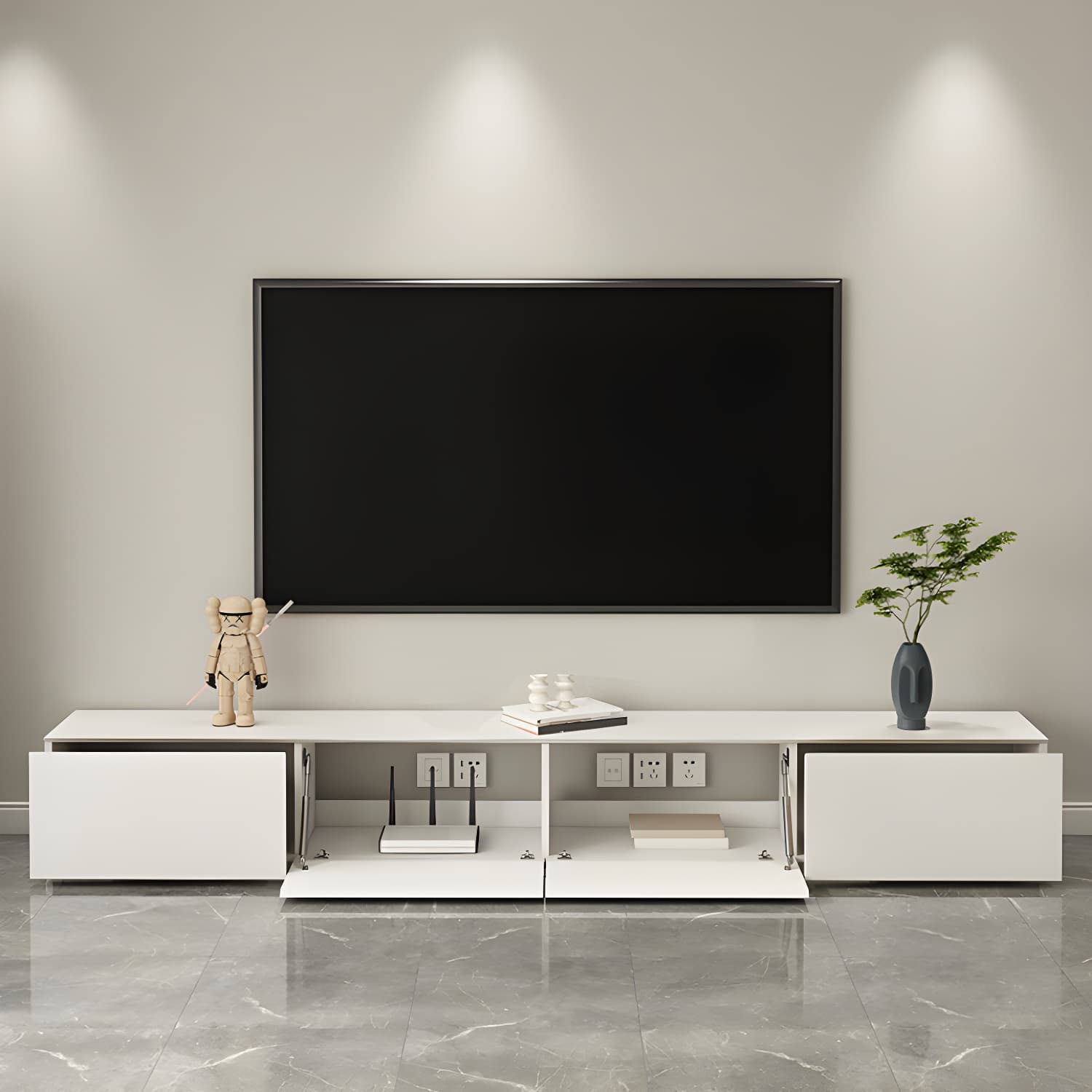 Modern Media Console Wood Media Console TV Stand for Living Room thumbnail 2