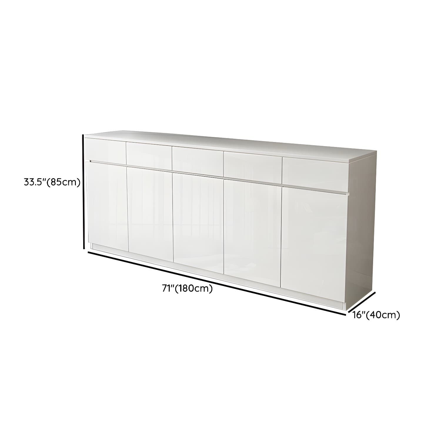 Modern White Buffet Cabinet with Stone Countertop and Wood Cabinets Included thumbnail 10