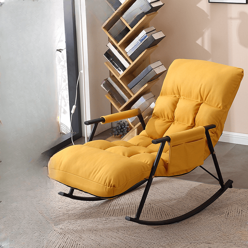 Butter Color/Azure/Olive Green Ergonomic Rocking Chair Couch with Rear Back, Stationary thumbnail 18