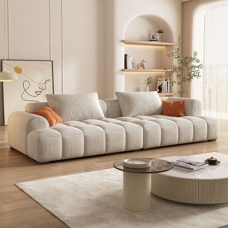 Vibrant Peony/Cerulean/Tangerine Color Sofa Couch with Round Arm and Concealed Support thumbnail 8