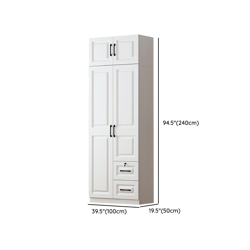 Sleek White Nordic Wooden Detached Almirah with Soft Close Drawers, Doors, and Clothing Rod thumbnail 17
