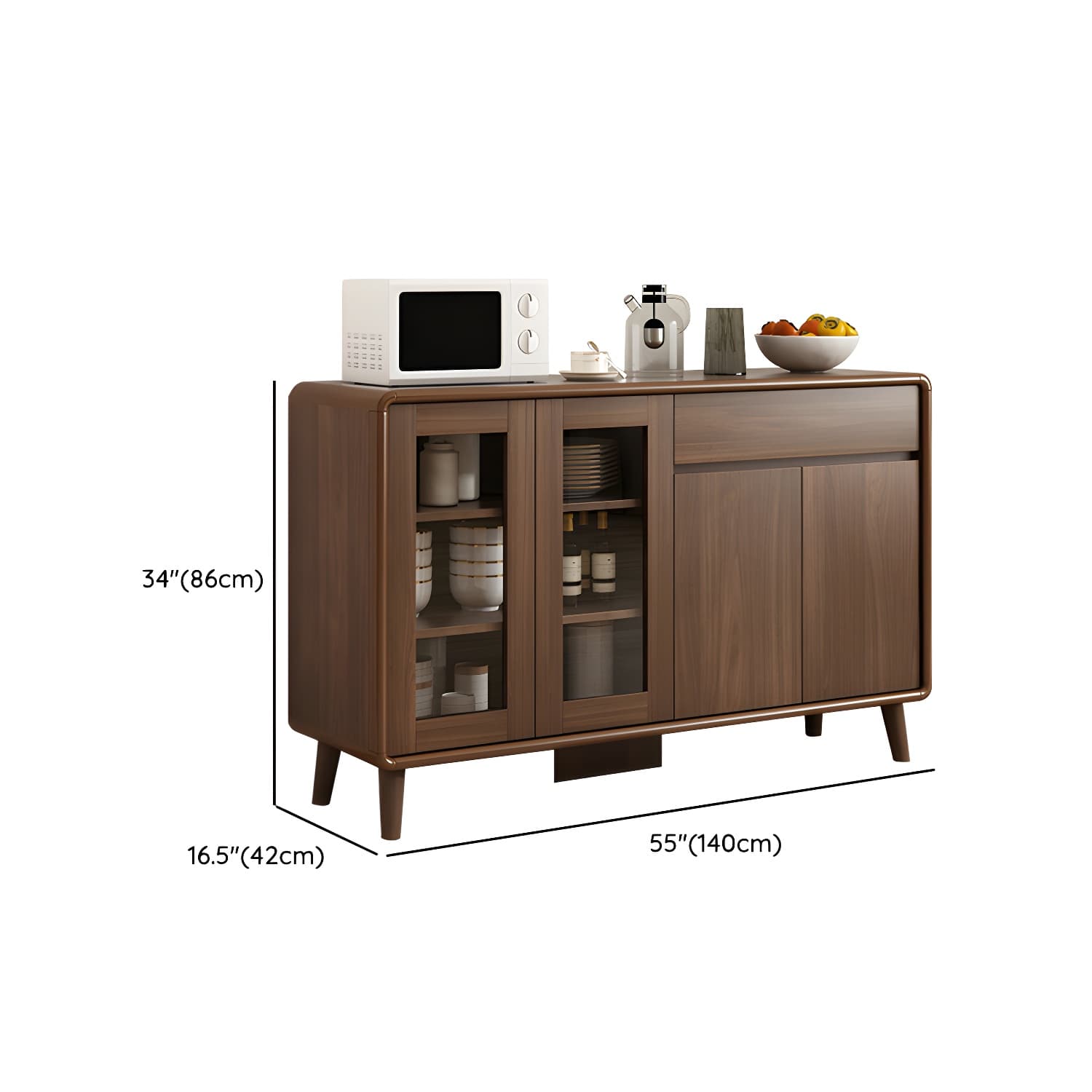 Modern Brown Wood Sideboard with Cabinets and Drawers - Stylish and Functional Buffet for Storage thumbnail 11
