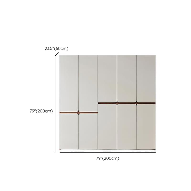 White Minimalist Manufactured Wood Wardrobe Closet with Soft Close Drawer, Soft Close Door, Interior Shelves, and Clothing Rod thumbnail 8
