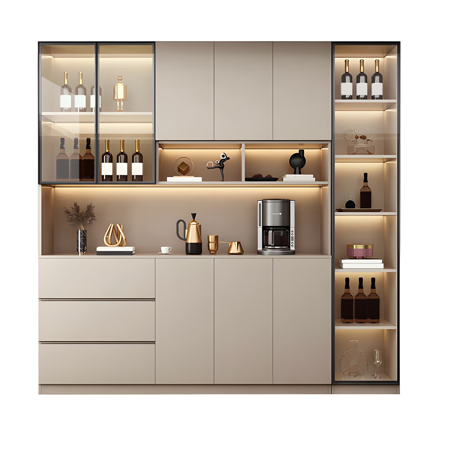 Modern Wood Cabinet with Glass Doors and Non-adjustable Shelves thumbnail 5