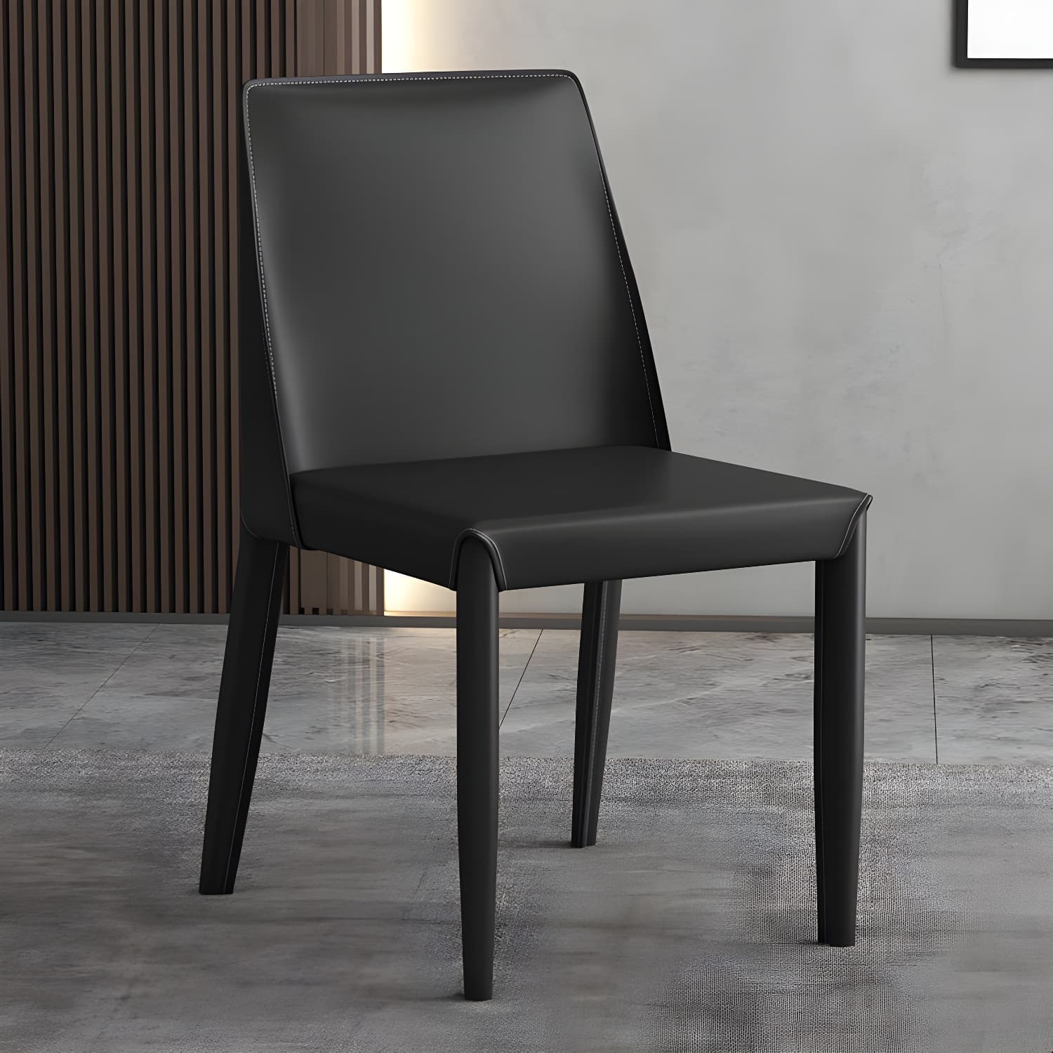 Modern Leather Dining Chair Parsons Furniture with Steel Legs in Matte Finish for Home thumbnail 15