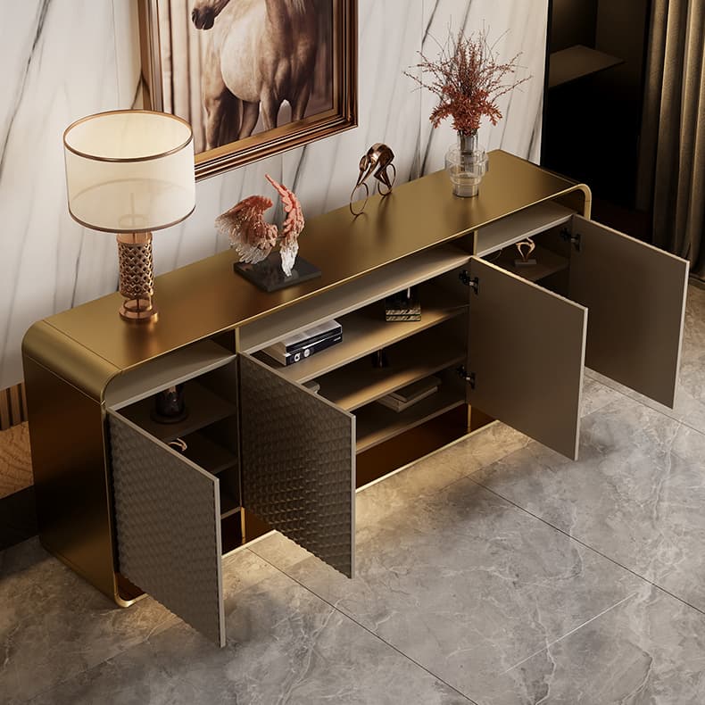 Self-supporting Metal Framed Wood Sideboard with Extreior 3 Shelves and a Counterboard in a Lavish Style thumbnail 5