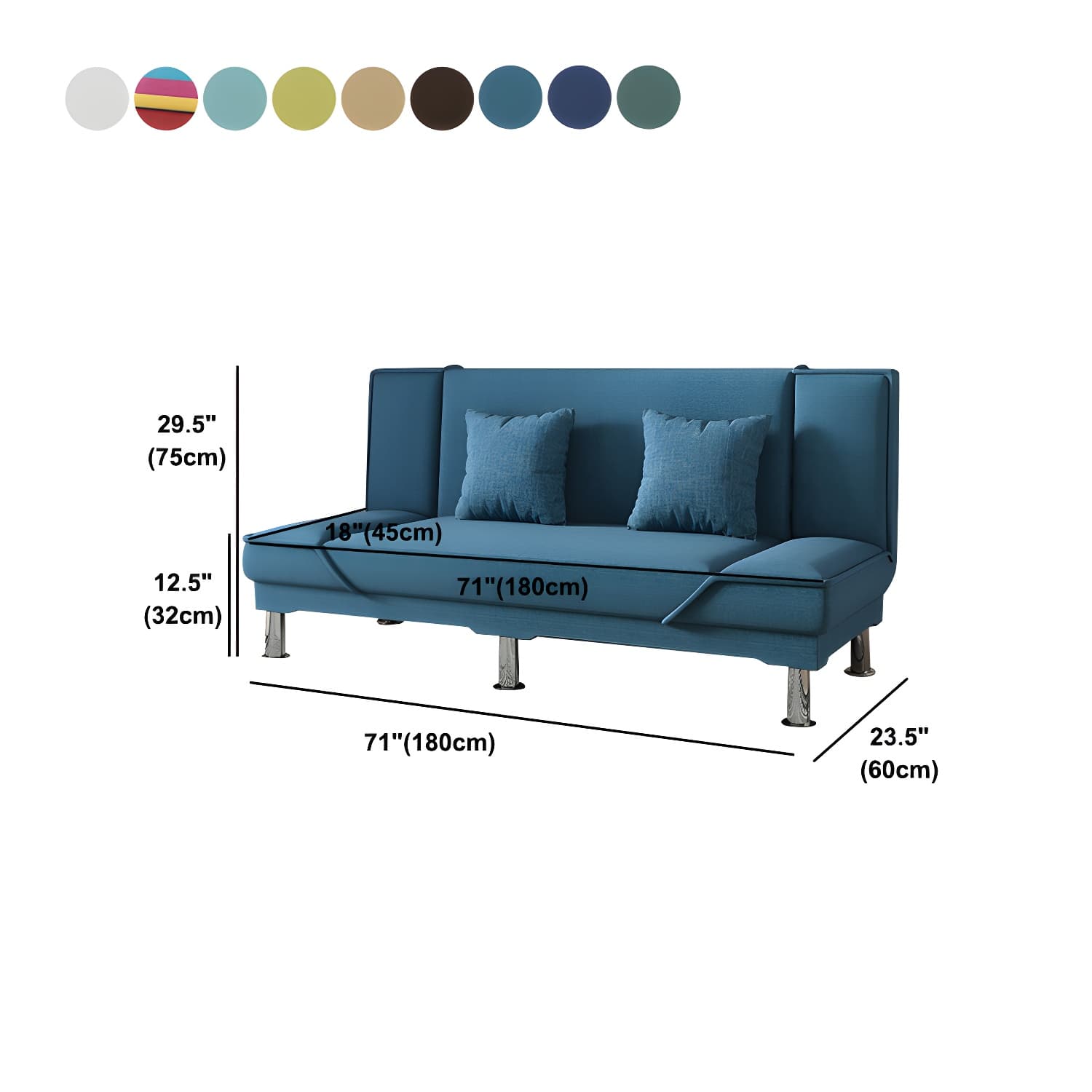 Contemporary Armless Convertible Sofa Linen Foldable Sofa for Apartment thumbnail 21