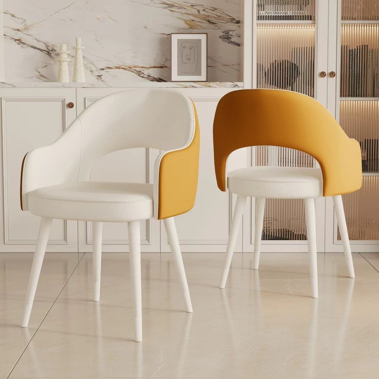 Modern Simple Style Arm Chair with Ventilated Back, Padded Upholstery, Arms, and Metal Legs thumbnail 7