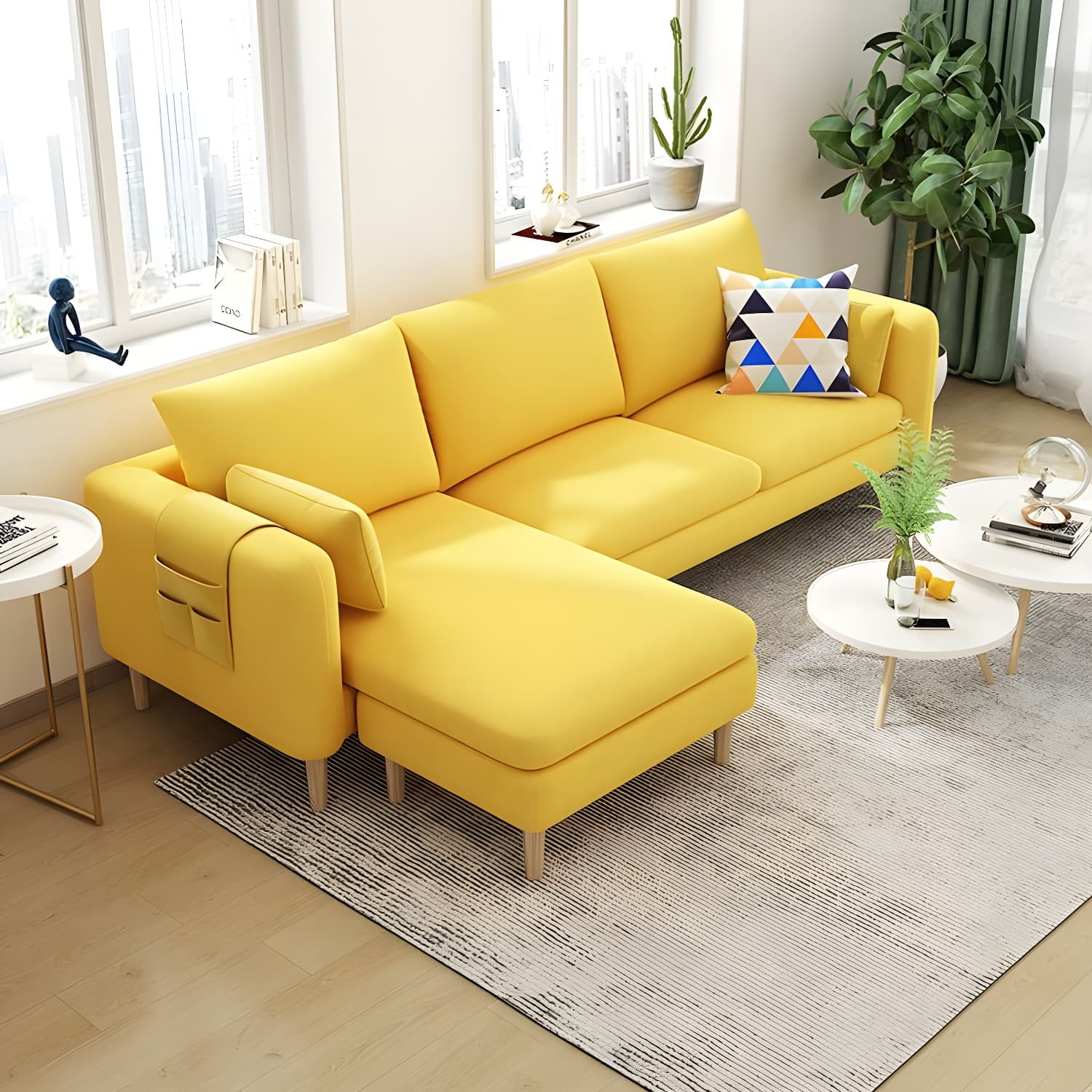 79.5" W L-Shaped Sectional Sofa with Square Arm and Bolster Pillows thumbnail 9
