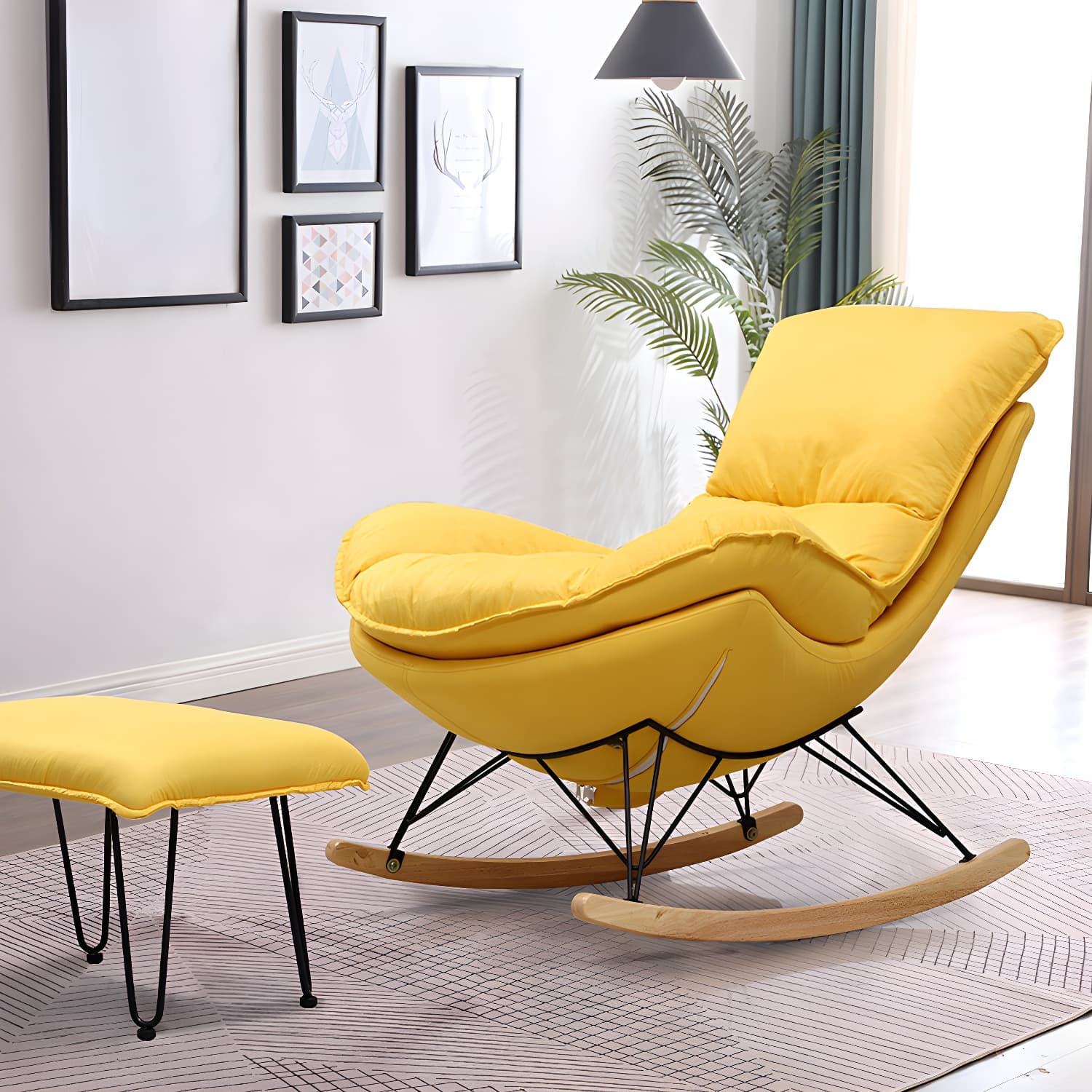 Modern Style Rocking Chair Indoor Mother Feeding Sofa Rocking Chair with Ottoman thumbnail 6