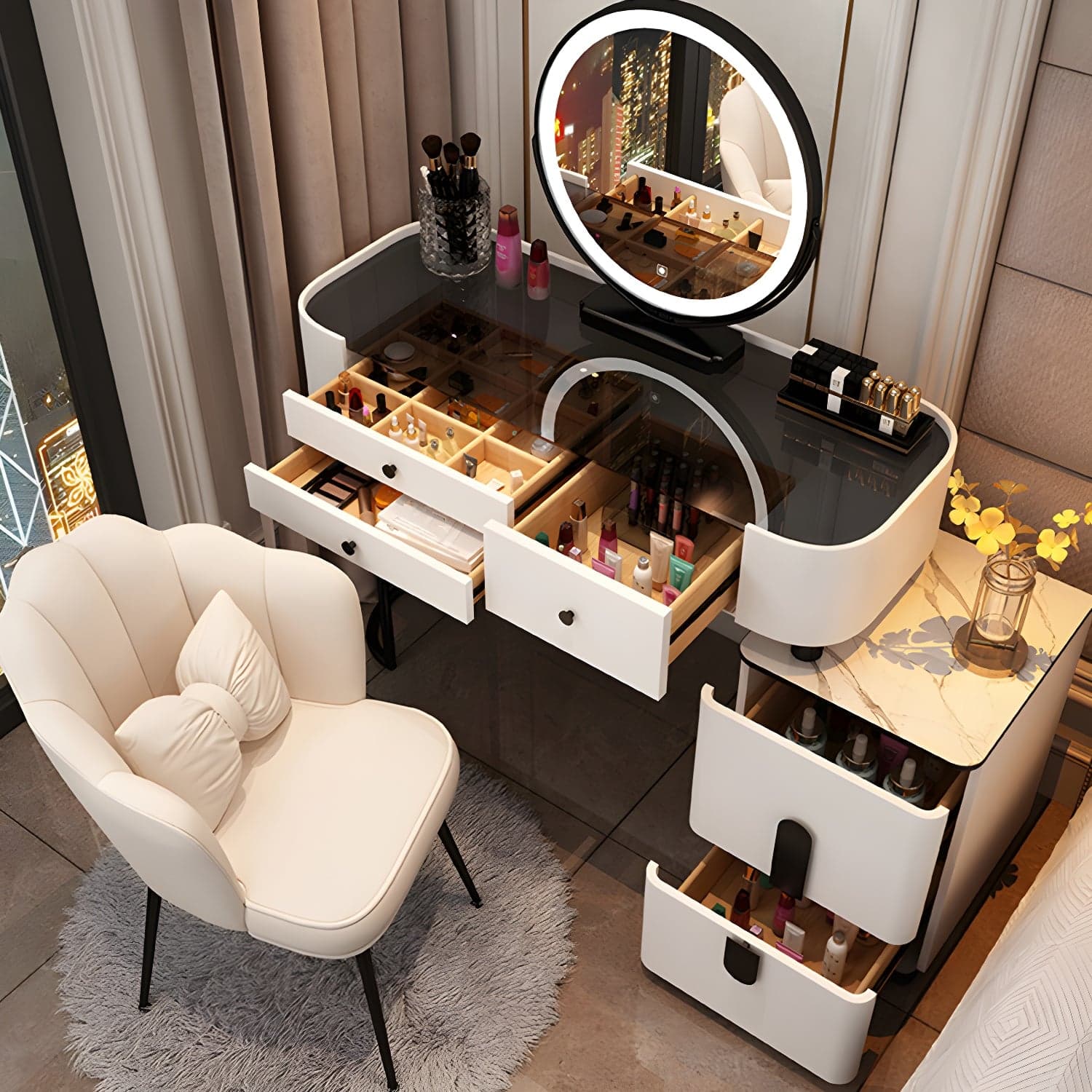 Contemporary Wood Make-up Vanity 15.75" Wide Make-up Vanity with Drawers thumbnail 6