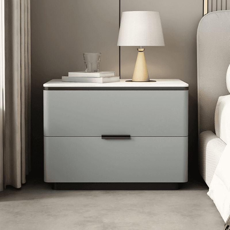 Organic Modern Nightstand With Drawer Organization Featuring 2 Drawers and Stone Countertop thumbnail 6