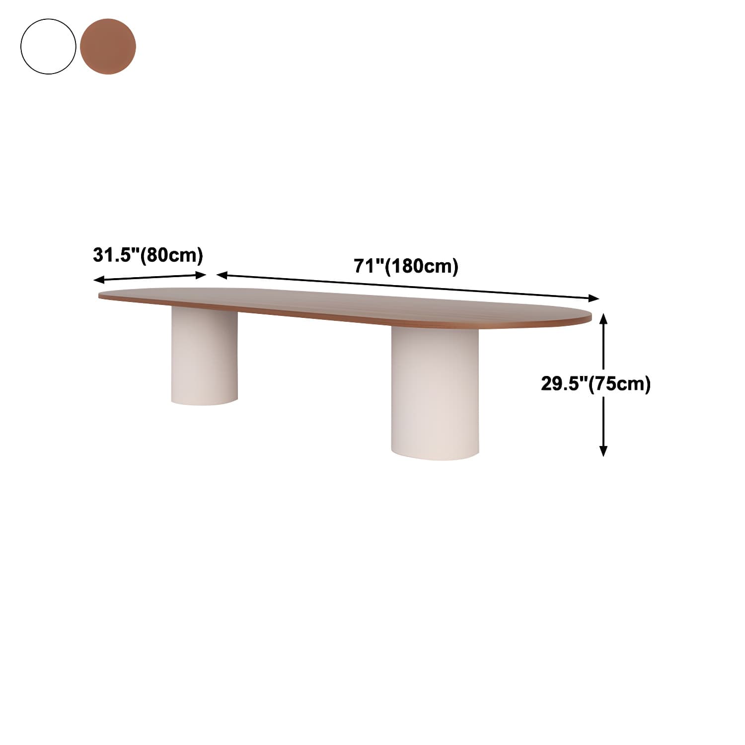 Contemporary Wood Top Oval Dinette Table White Base Dining Table for Living Room thumbnail 10