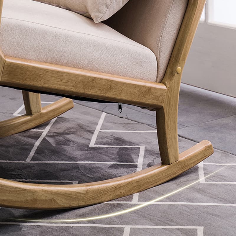 Modern Upholstered Rocking Chair with Natural Wood Legs and Recessed Back Cushion thumbnail 17
