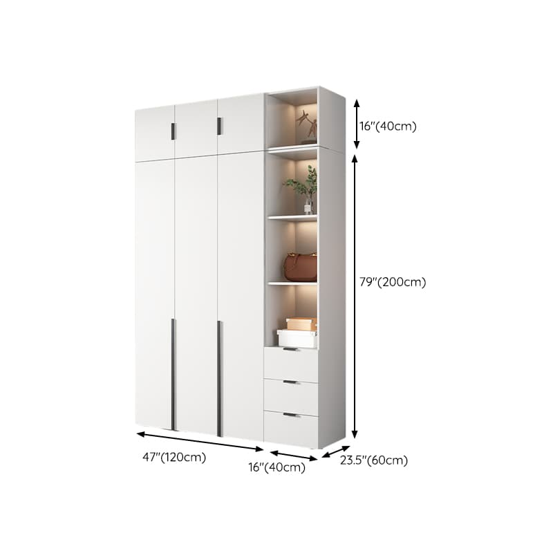 White Wood Wardrobe Armoire with Hinged Doors and Shelves Included thumbnail 29