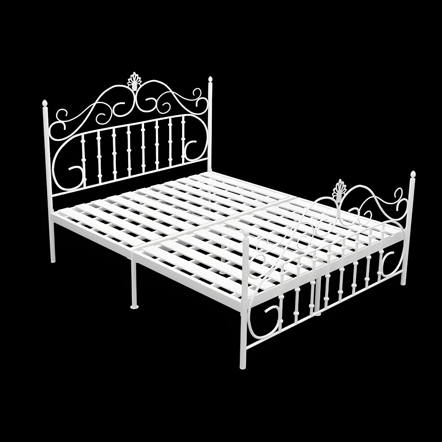Glam Metal Bed Frame with Camelback Open-Frame Headboard and Footboard thumbnail 10