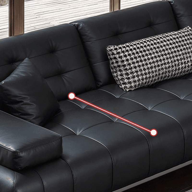 Straight/L-Shape Sofa Couch/Sofa Recliner with Tufted Back in Dark, Horizontal/Left Hand Facing, Decorative-stitched thumbnail 9
