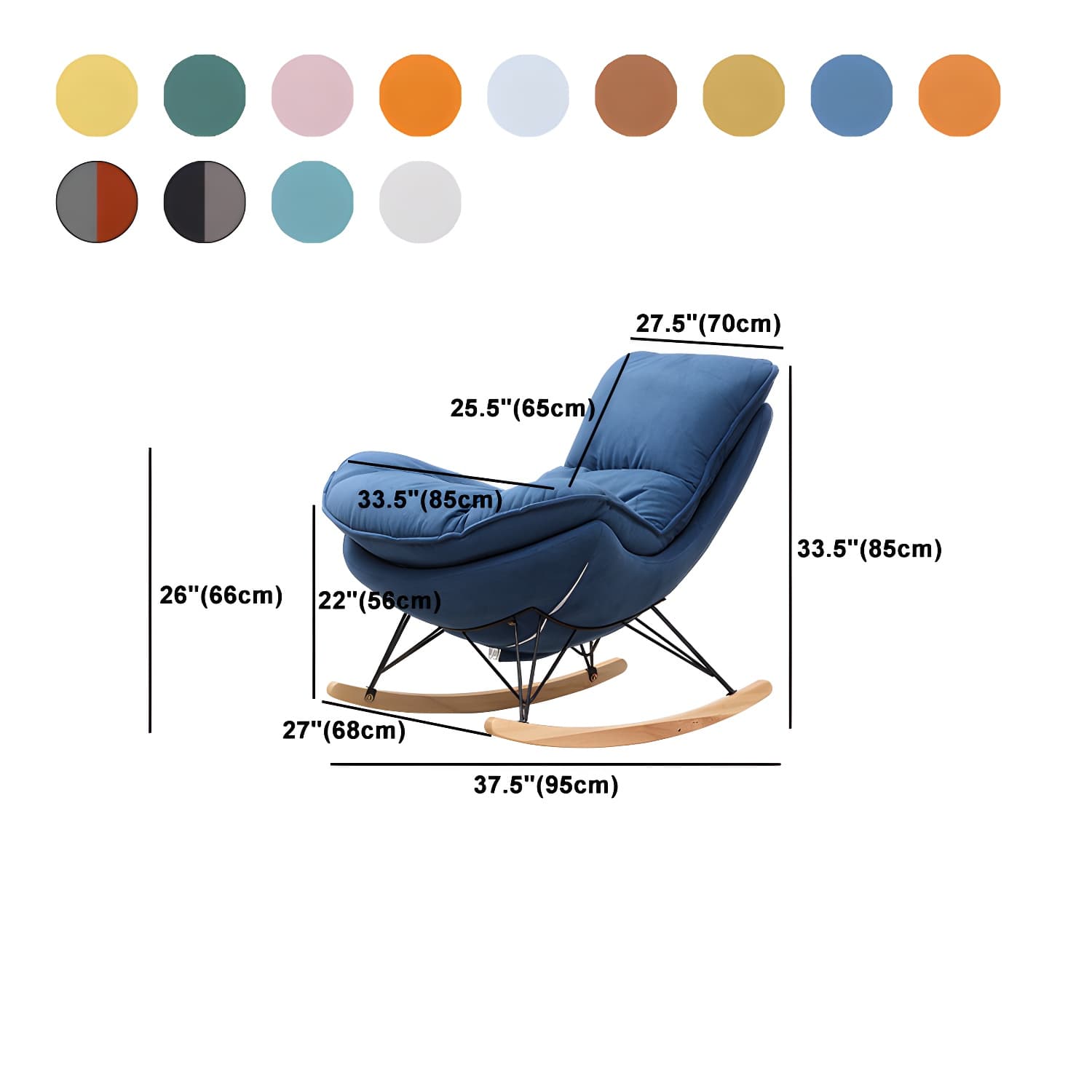 Modern Style Rocker Chair Metal Frame Spindle Cushions Rocker Chair with Ottoman thumbnail 22