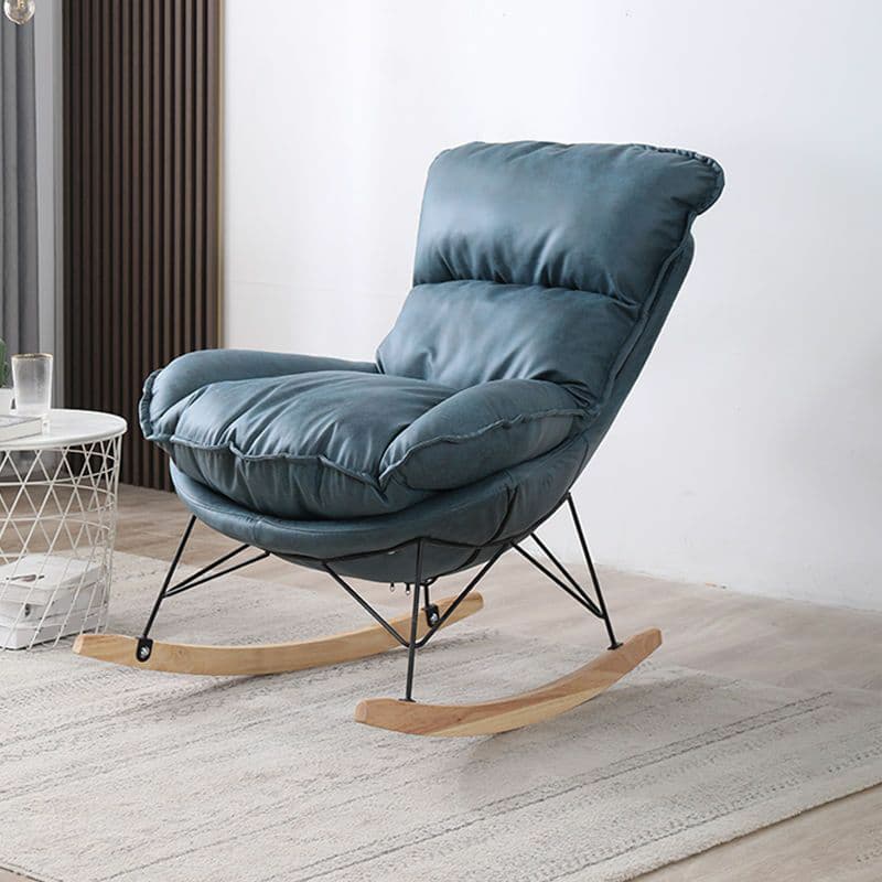 Stationary Rocker for Nursery Natural Wood Finish with Ottoman and Rear thumbnail 2