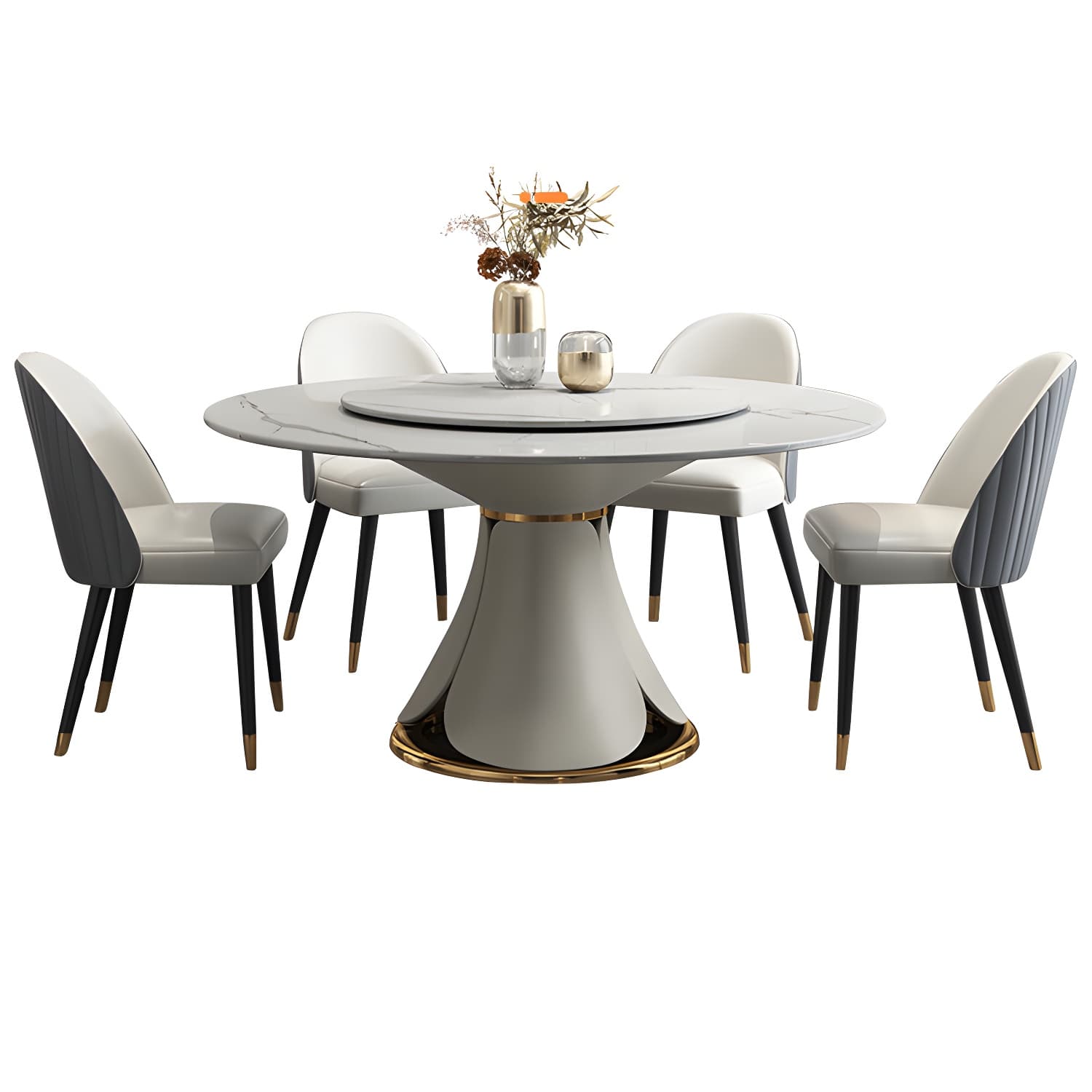 Modern Style 1/4/5/7/9 Pieces Dining Sintered Stone Dining Table Set with Metal Legs thumbnail 11