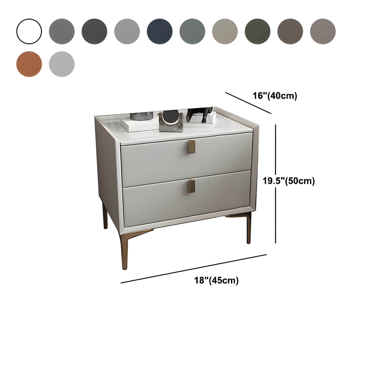 2 Drawer Solid Wood Modern Night Table Drawer Storage Bed Nightstand thumbnail 29