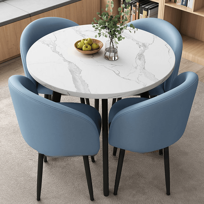 Circular Manufactured Wood Dining Table Set with Upholstered Back, Padded Chair, Arms, Seats 4 thumbnail 9