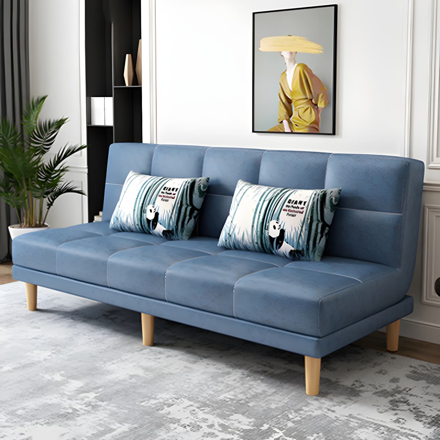 Modern Armless Settee 27.55" W Convertible Sleeper Sofa for Living Room thumbnail 2