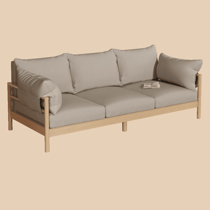 Contemporary Modern Solid Color Stain Resistant Standard Sofa in Light Gray/Off-White/Amber Color with Armrest, Seats 3, and Slipcover thumbnail 1