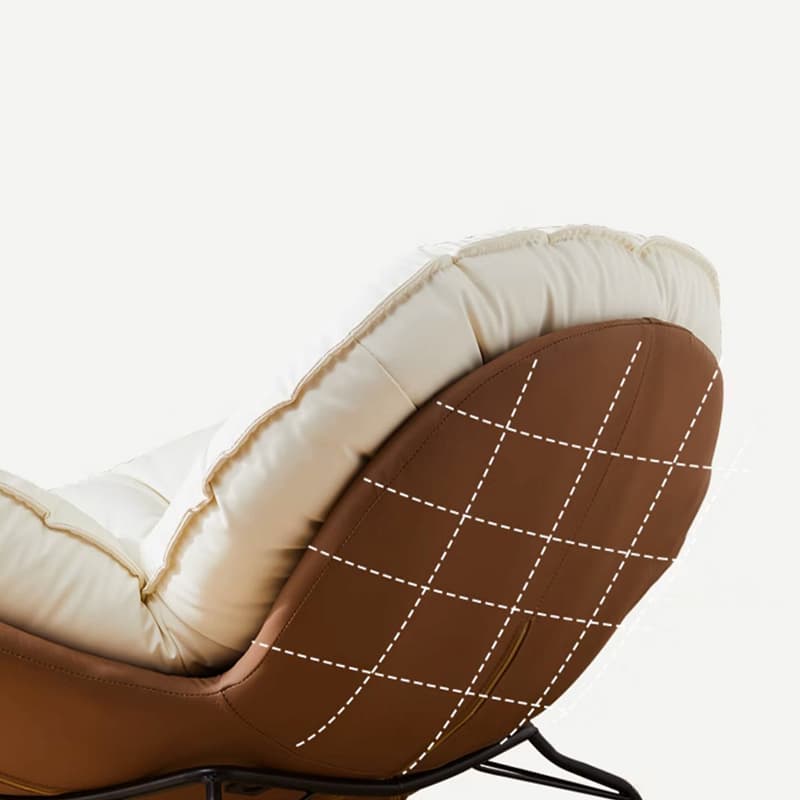 Minimalist Metal Upholstered Indoor Rocking Chair with Ottoman and Spindle Back , Recessed Arm and Natural Wood Finish thumbnail 17