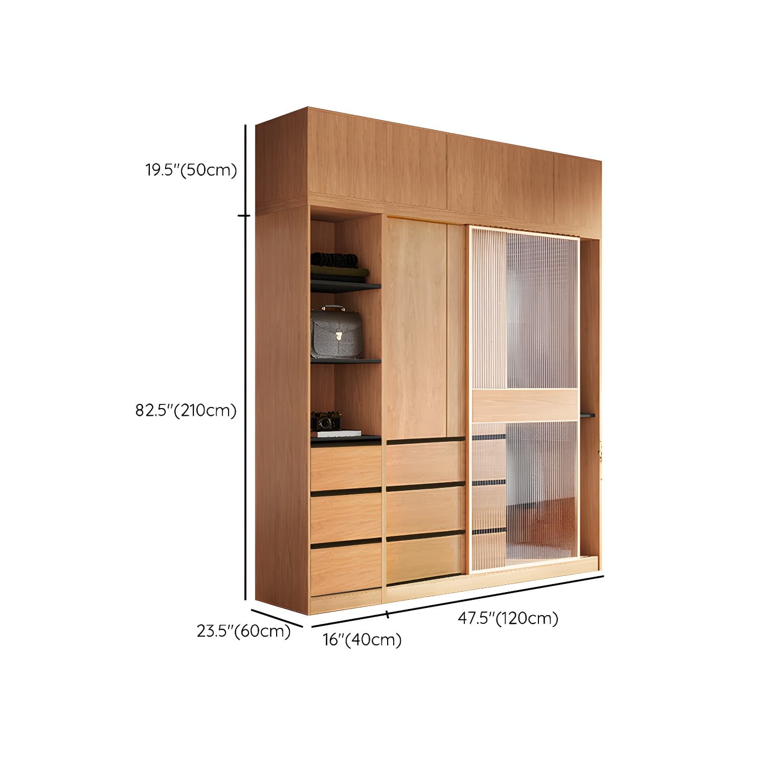 Engineered Wood Wardrobe Armoire with Drawer Modern Wardrobe Closet thumbnail 27