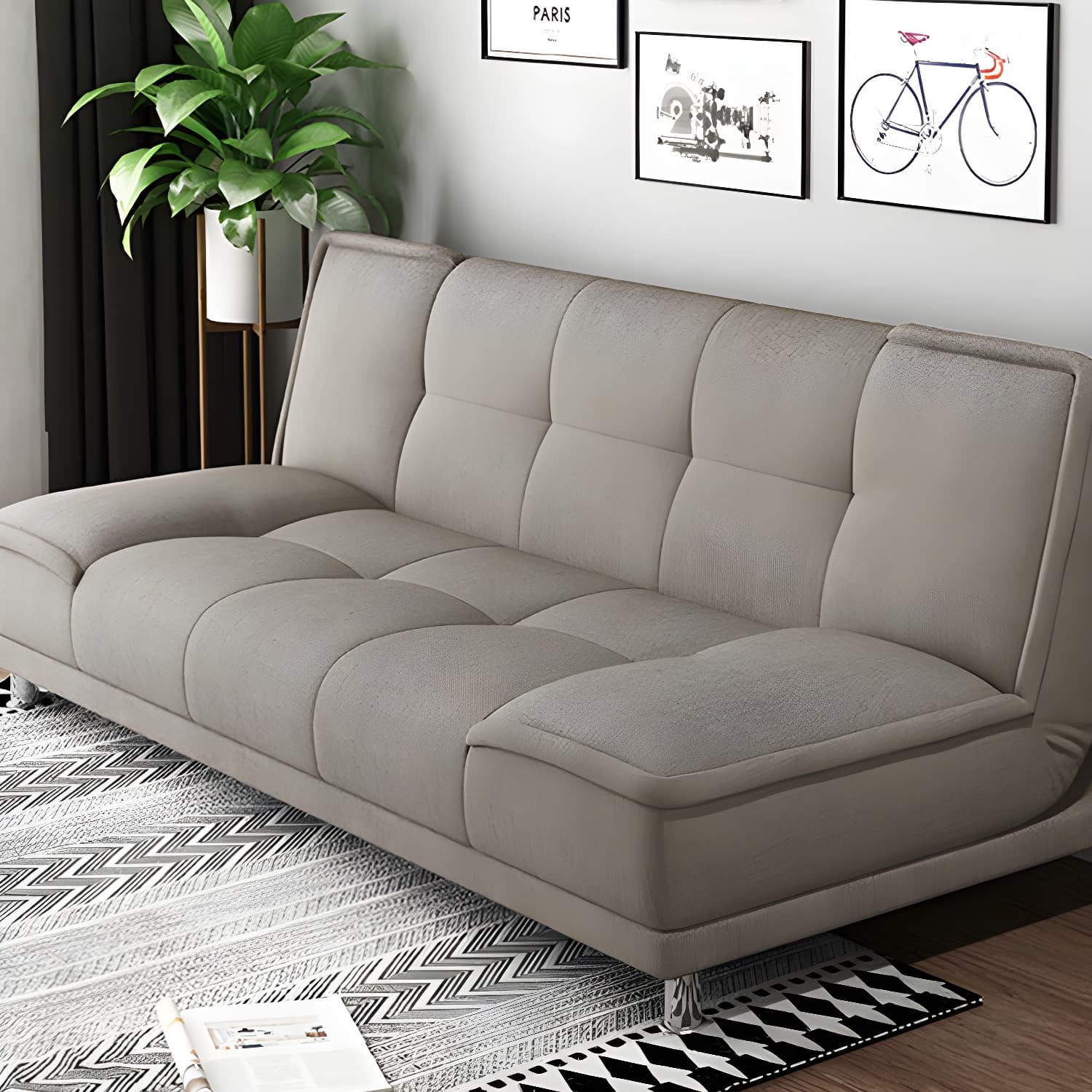75"Modern Minimalist Armless Foldable Sleeper Leather Settee thumbnail 15