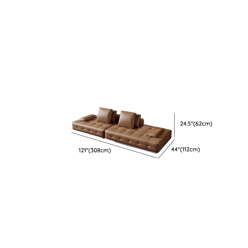 Tear Resistant Standard Sofa in Coffee Leather with 4 Pillows thumbnail 13