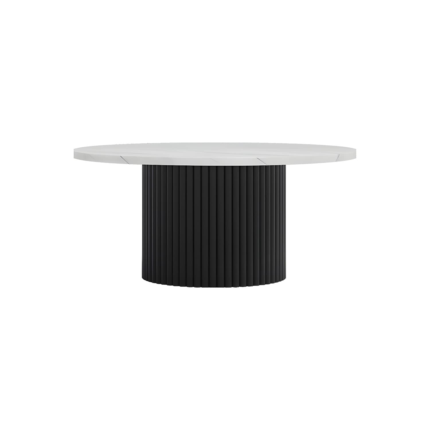 Glam Pedestal Coffee Table Wood Round Cocktail Table for Living Room thumbnail 10