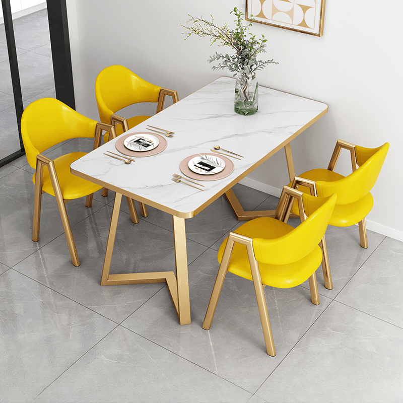 Glamorous Stone Top Sleigh Base Dining Table Set thumbnail 18