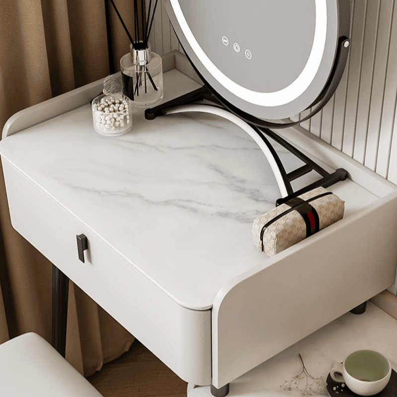 Orange/Gray/Beige Vanity Set with Drawers and Adjustable Brightness Mirror thumbnail 11