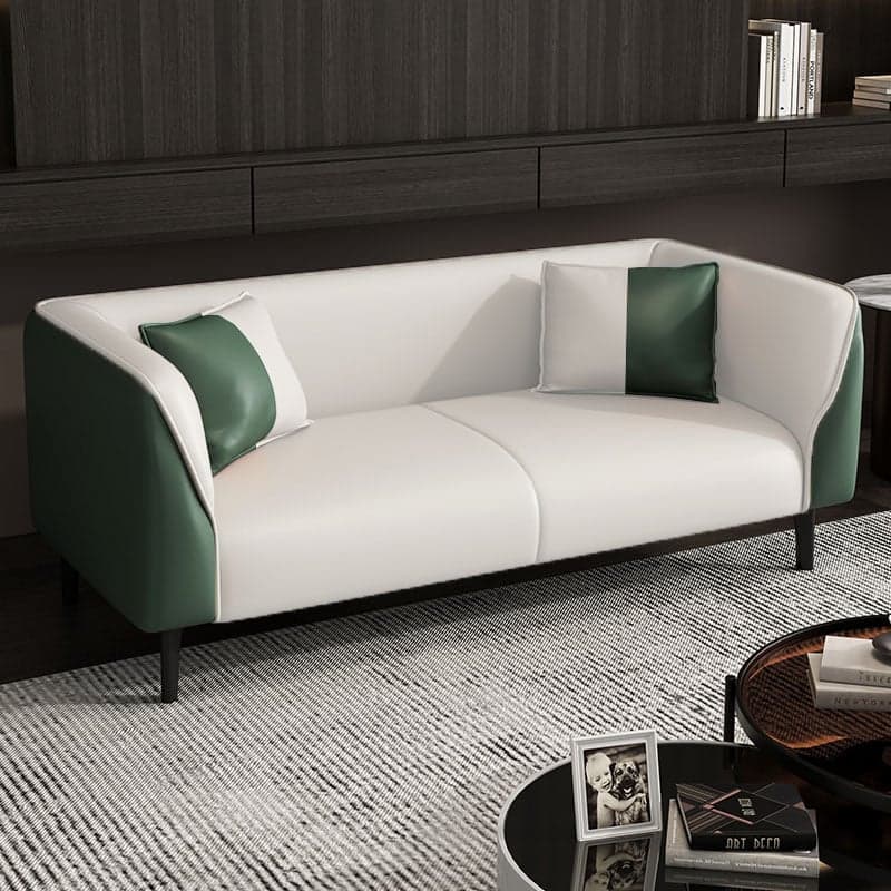 Contemporary Faux Leather Tuxedo Sofa with Water Resistant Design and Foam Seat Cushions thumbnail 8