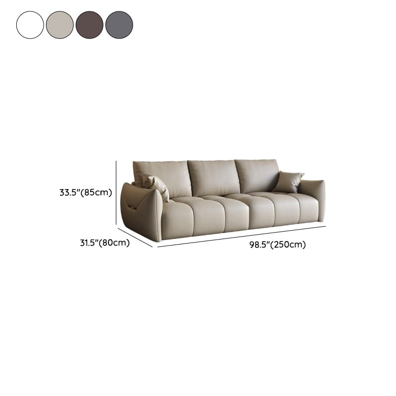 Modern Solid Color Scratch-defiant Standard Sofa in Light Gray/Emerald Green/Auburn, 3-seater with 2 Pillows thumbnail 18
