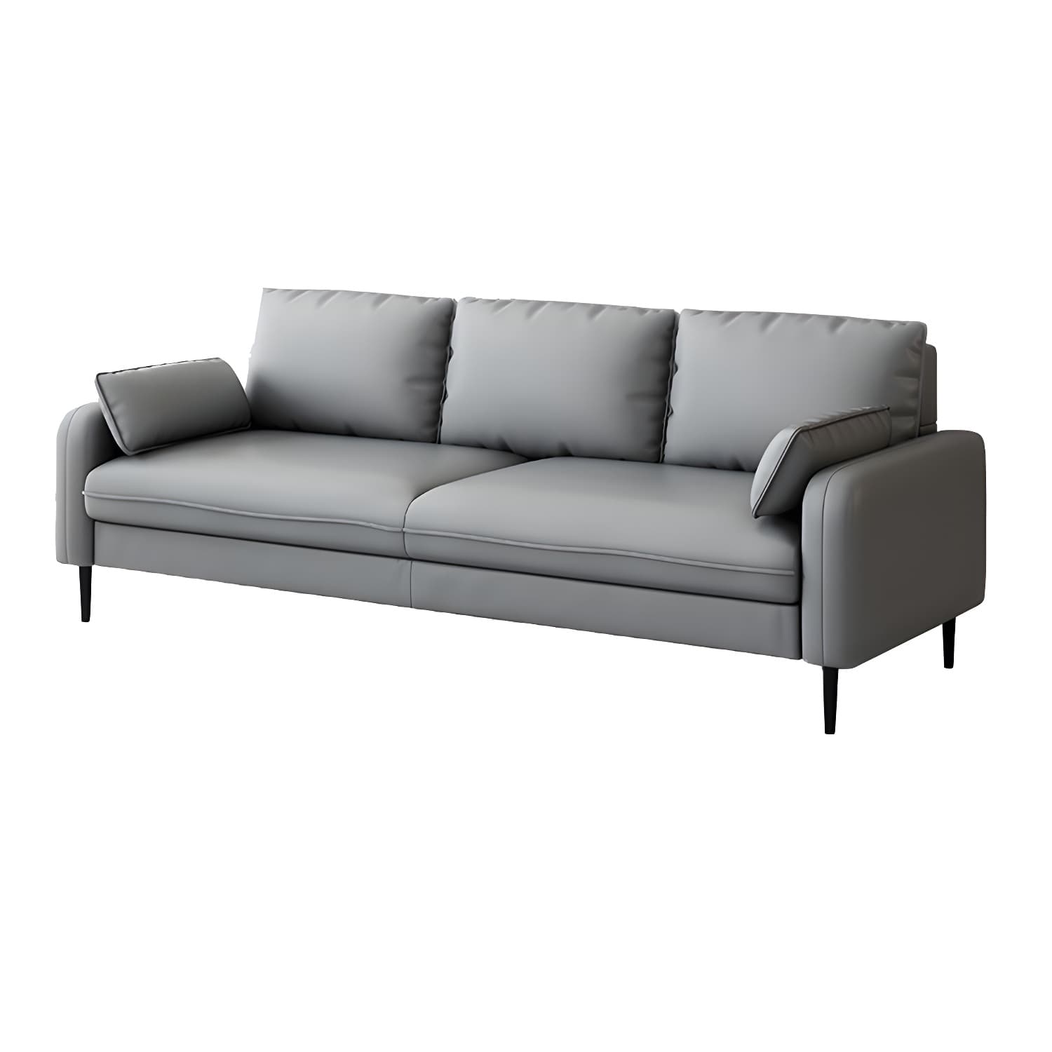 3-Seater Faux Leather Sofa Mid Century Loose Back Square Arm Settee thumbnail 14
