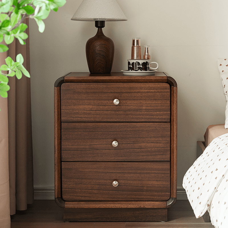 Cocoa Stylish Drawer Storage Nightstand with Walnut Countertop thumbnail 2