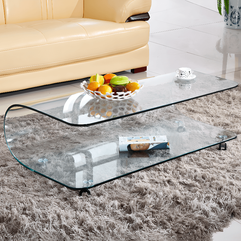 Transparent Wheel coffee table with Roller Wheels, Locker, 1 Shelf/2-Tier and Square/Square for Indoor Use thumbnail 10