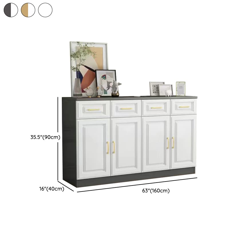 Detached Narrow/Standard Sideboard in Slab for Sitting Room with Pantry Hutch, 1 Shelf, 4 Doors/3 Doors/2 Doors and 4 Drawers/3 Drawers/2 Drawers in a Trendy Style thumbnail 14