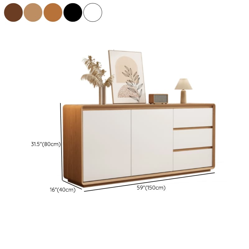 Wooden Modern Sideboard Credenza with 3 Drawers and 2 Cabinets for Storage thumbnail 12