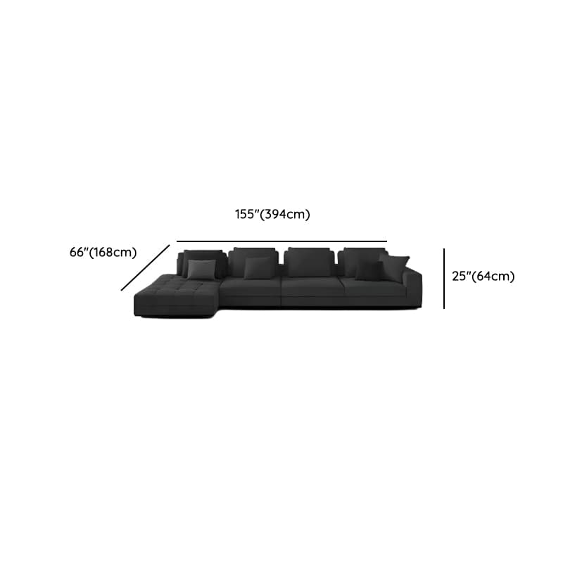 L-Shape Dark Upholstery Corner Sectional, Seats 5 with Button-tufted Design thumbnail 13